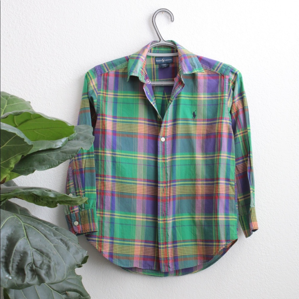 YOUTH Polo Ralph Lauren Plaid Button Down Sz: 8